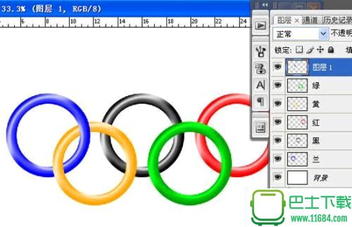 Photoshop实例教程：奥运五环的制作过程