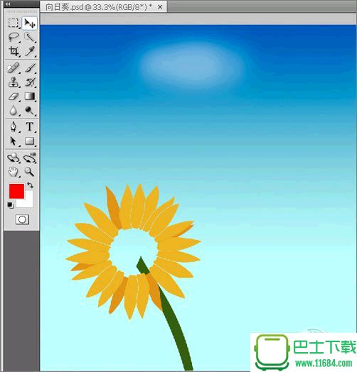 Photoshop鼠绘教程:蓝天白云下的向日葵