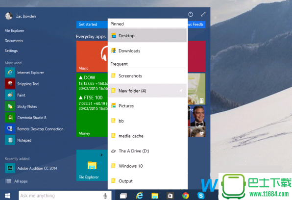 Win10开始菜单新功能（跳转列表）抢先体验