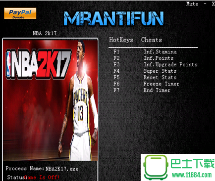 《NBA2K17》修改器+7 v1.00 by MrAntiFun下载