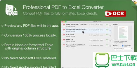 PDF to Excel OCR Converter for Mac V1.0 官方版