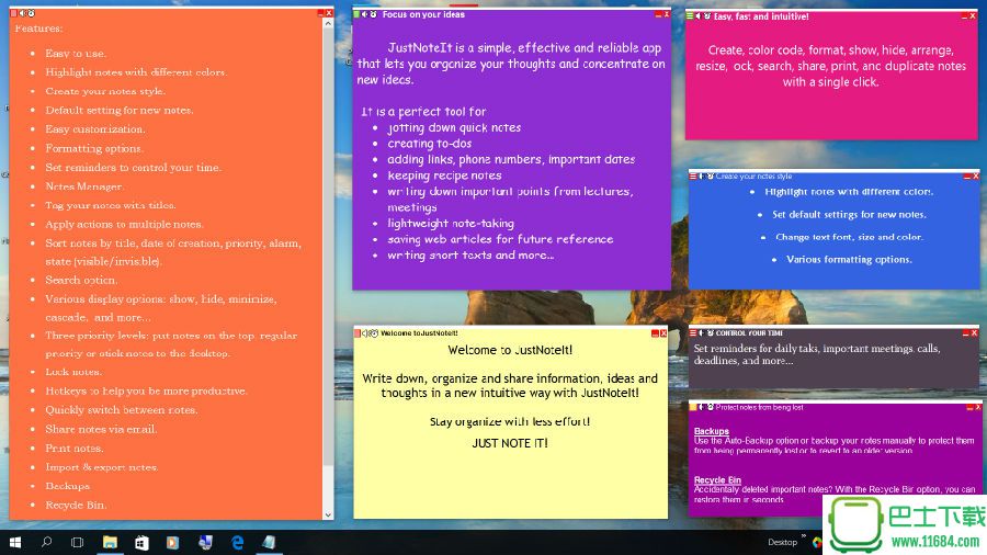 JustNoteIt（彩色桌面便签工具）v1.3
