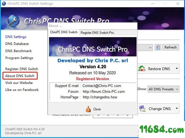 ChrisPC DNS Switch pro破解版下载-DNS修改切换工具ChrisPC DNS Switch pro v4.20 中文版下载