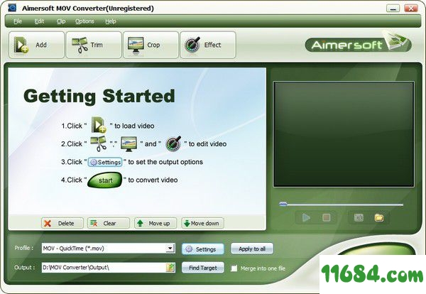 MOV Converter破解版下载-MOV格式转换器Aimersoft MOV Converter v1.1.57.0 免费版下载